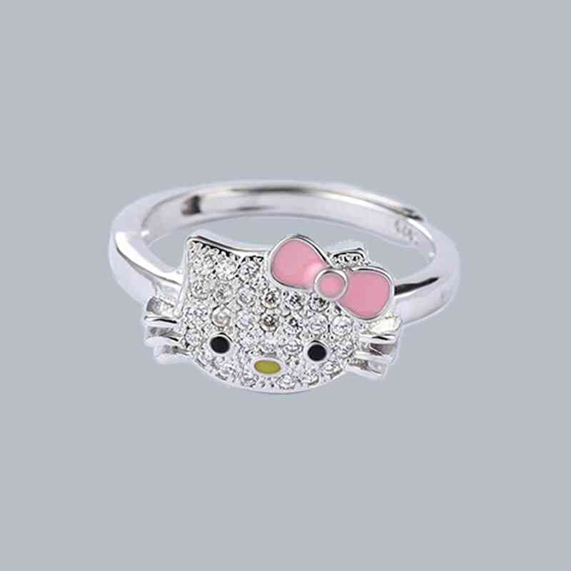 Fashion Platinum Plated Hello Exquisite Kittyed Ring