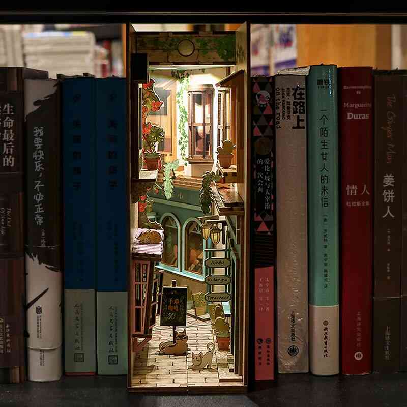 Wooden Diy Book Nook Shelf Insert Kits Model