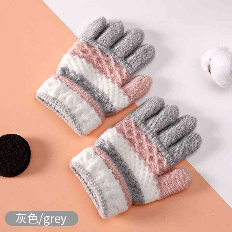 Striped Kids Full Finger Gloves