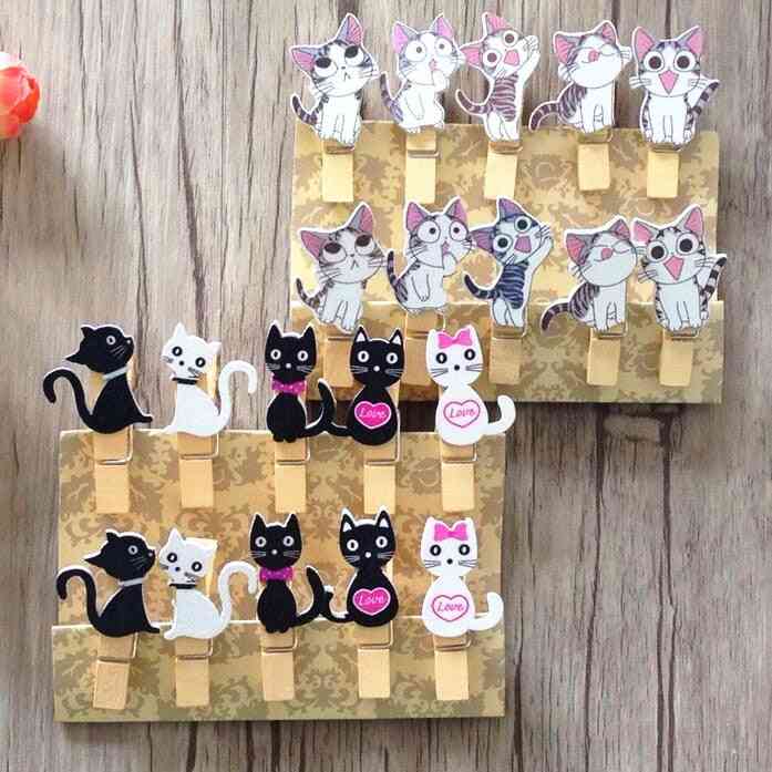 Cat Two Style Cartoon Clothes Photo Paper Peg Pin Clips