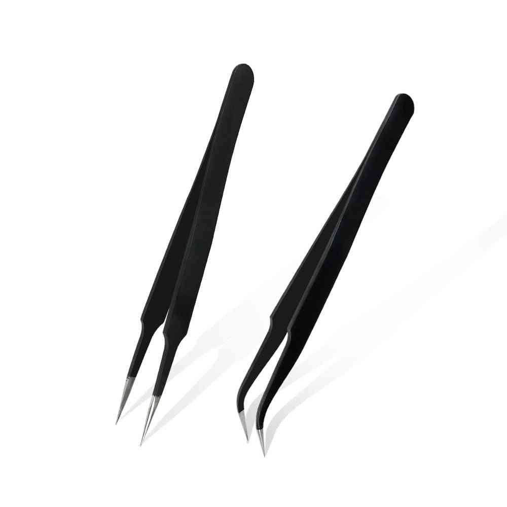 Esd Tweezers Tools Anti-static Curved Straight Tip