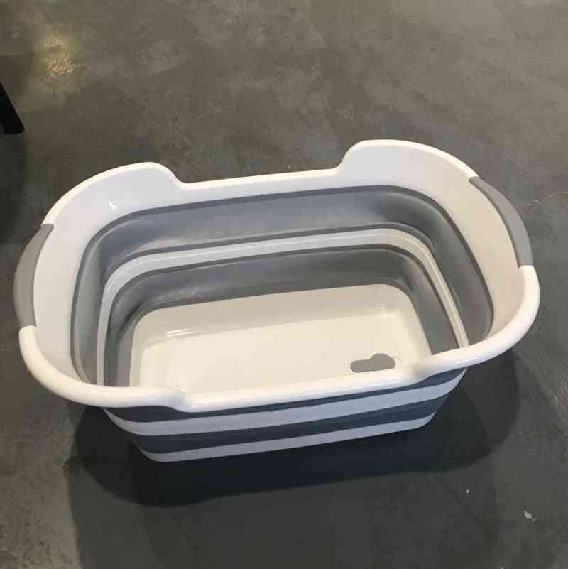 Protable Bath Tub Folding Baby Shower W/drain Basket