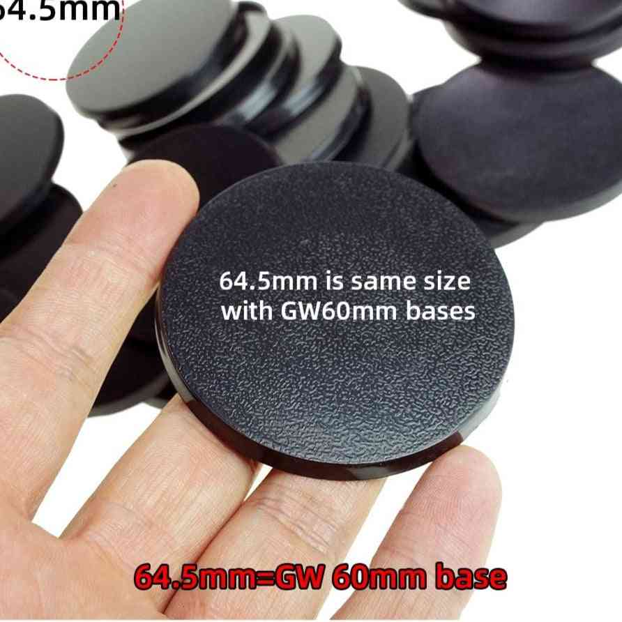 Round 64.5mm  For Games Plastic Black Figure