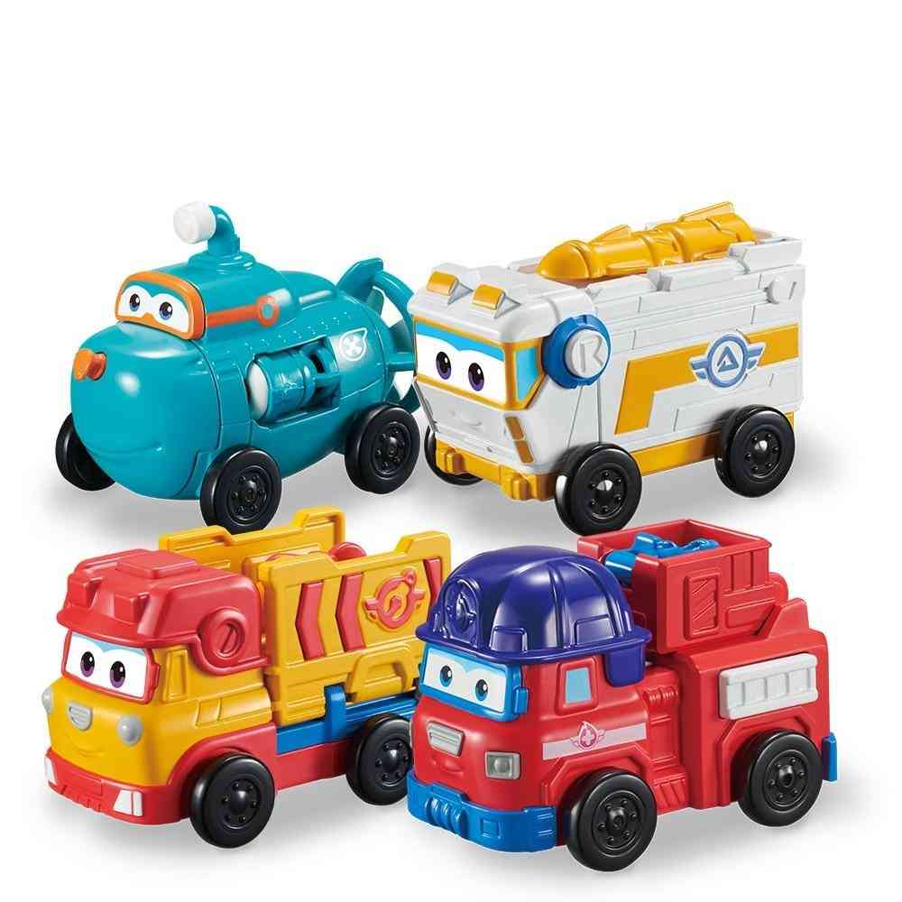 4 Mini Team Vehicles Action Figures Robot