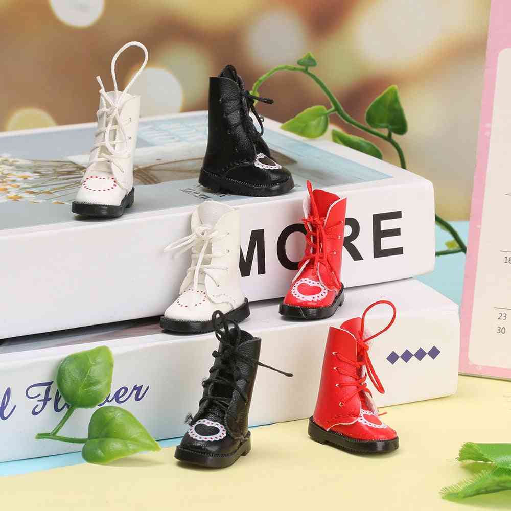 Pu Leather Boots Heart Bandage Shoes For Doll Toy Accessories