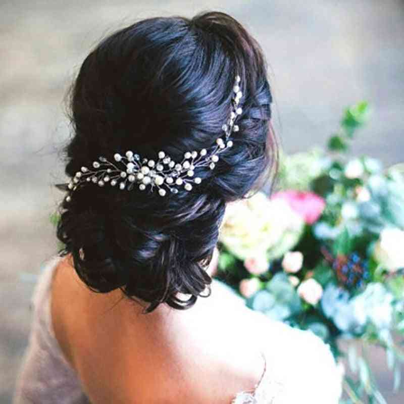 Bröllopshuvud blomma kristallpärla hårkammar för brudar - handgjorda huvudprydnader för kvinnor brudhårklämmor tillbehör
