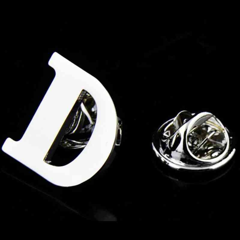 Initial A To Z 26 Letters Silver Color Pin - Fashion English Symbol Design Men's Suit Collar Lapel Brooch Pin - Party Jewelry