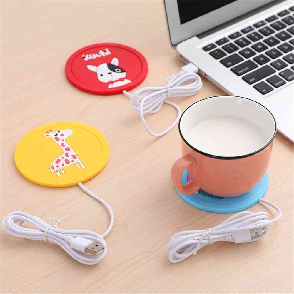 Silicone Cartoon Coaster, Usb Charging Milk Tea Heating Cup Mat