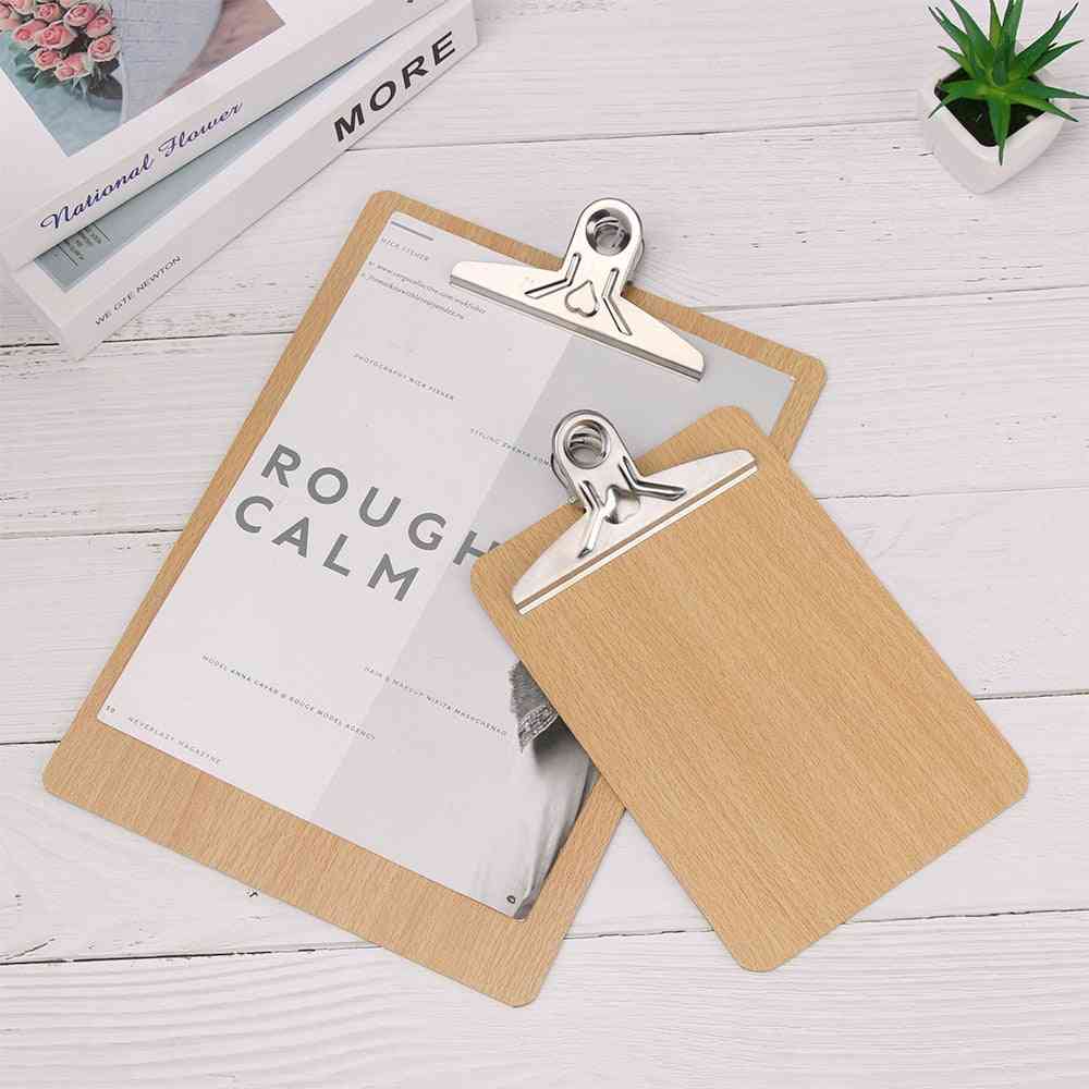 Wooden Clipboard, Writing Sheet Pad Storage Clips Folders