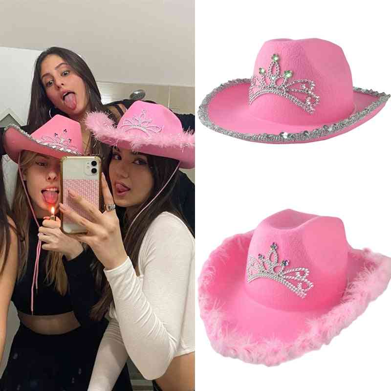 Western Style Pink Cowboy Hat For