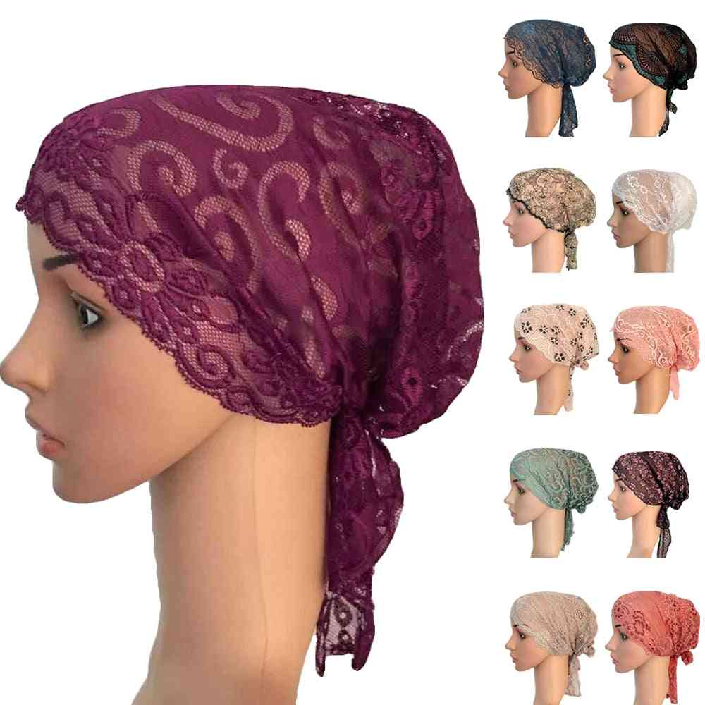 Arab Lace- Hijab Scarf Islamic, Headwear Turban, Bandage Caps