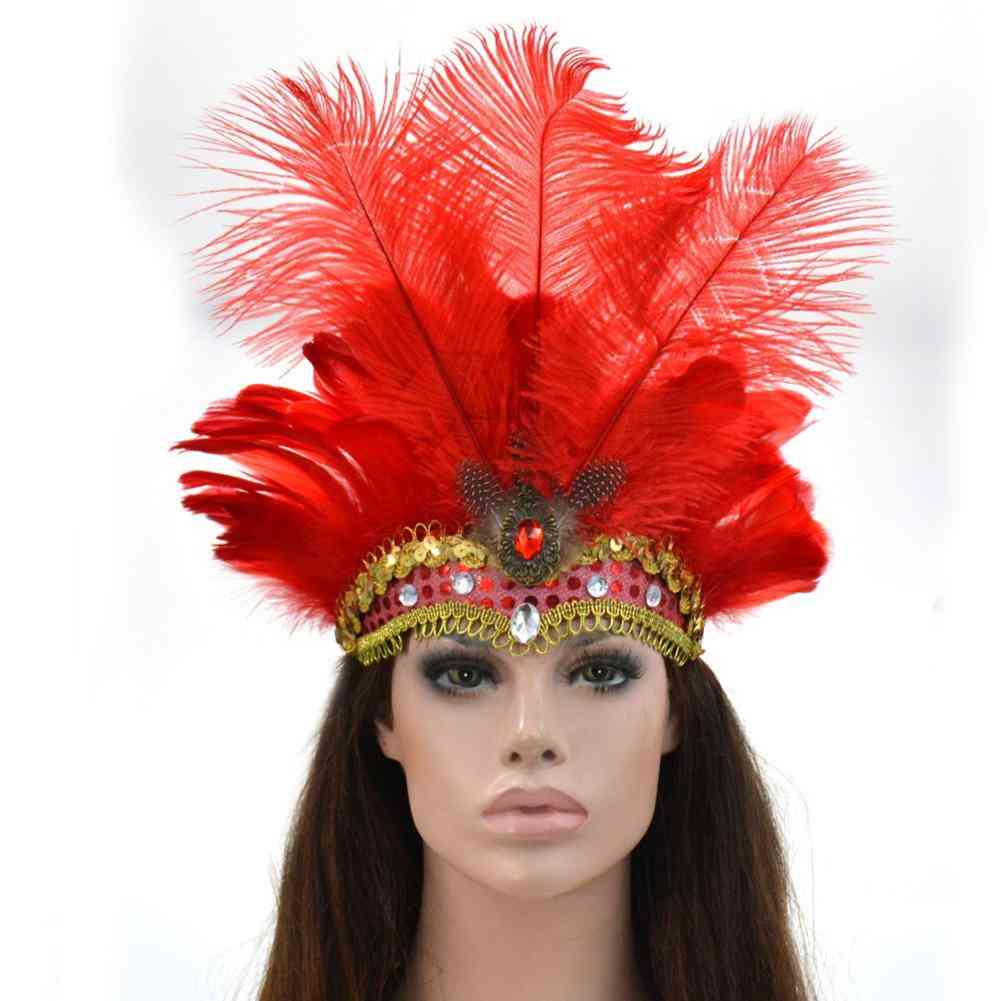 Sequins Rhinestone- Feather Show Halloween, Dancing Headband
