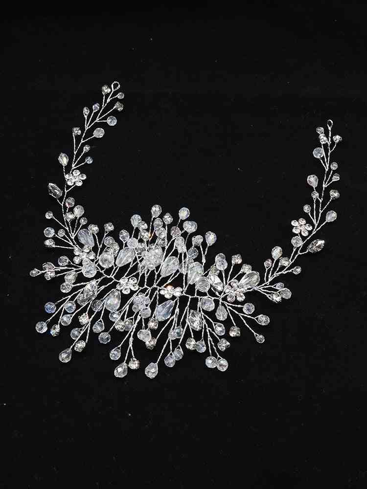 Crystal Headband - Silver Rhinestone Elegant Banquet For Bridal Headwear