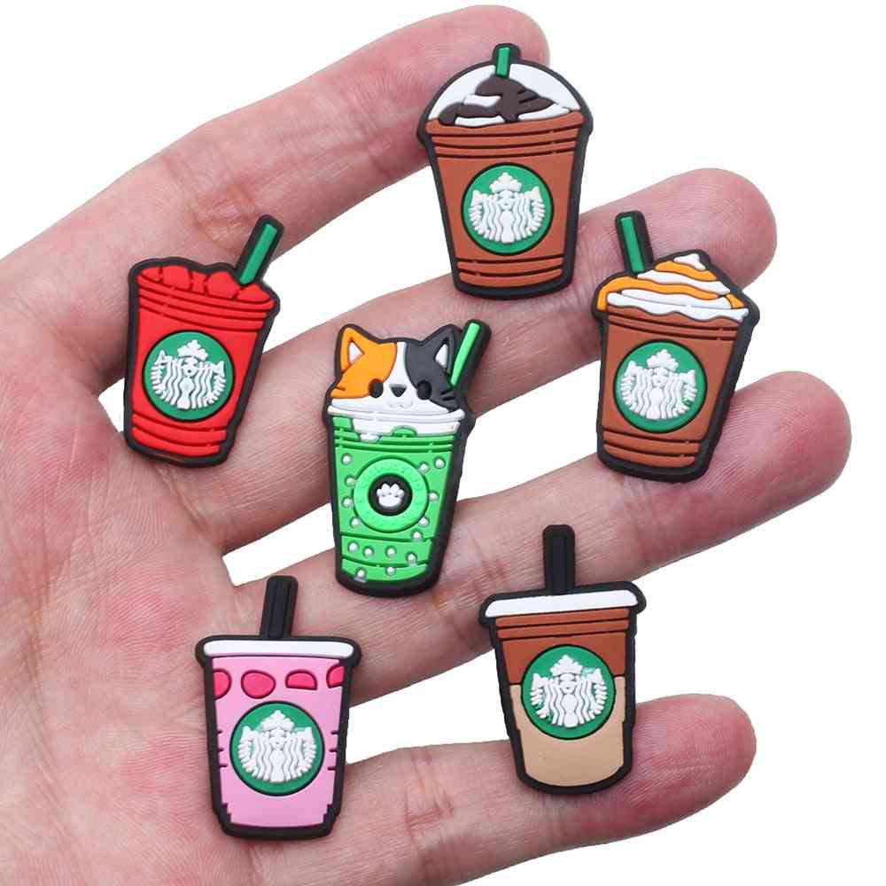 Pvc Coffee Beverage Shoe Charms - Shoe Buckles Accessories