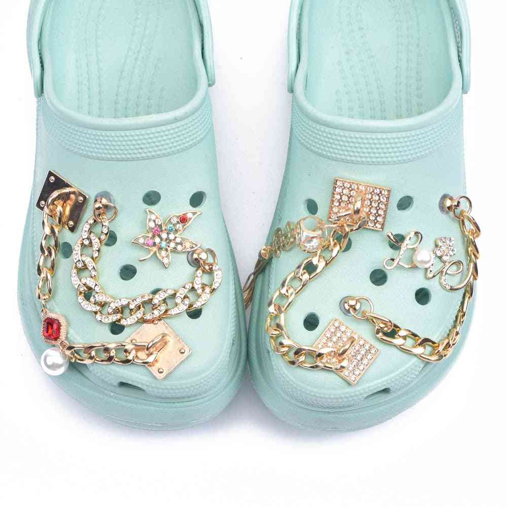Shoes Charms Designer Croc Charms Rhinestone For Girl - Metal Love Butterfly Shoe Accessories