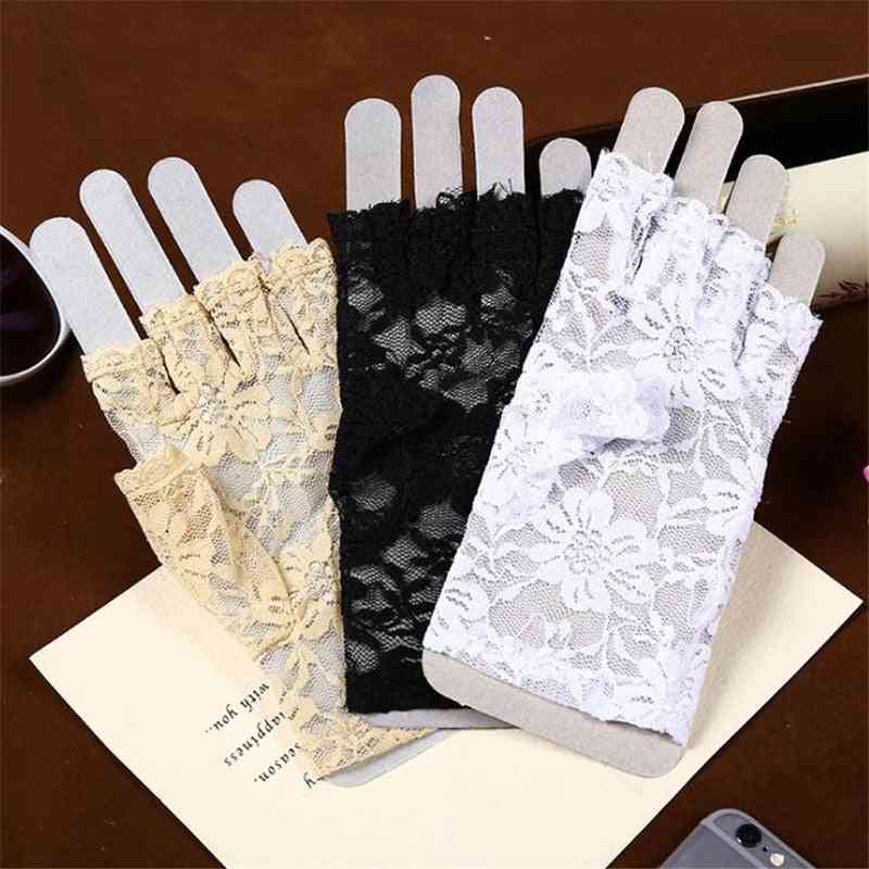 Spetsvantar för brud kvinnor fingerlösa handskar