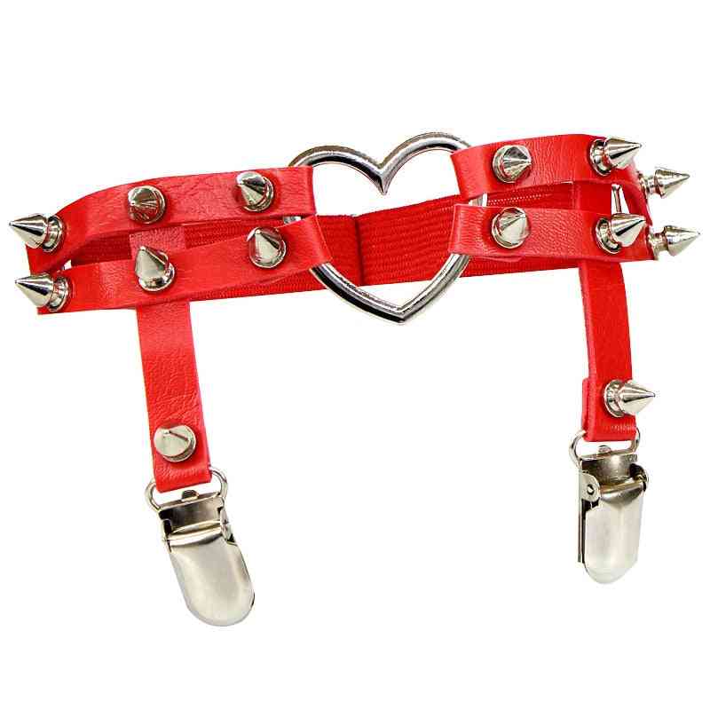Elasticity Heart- Faux Leather, Harness Tight Suspender, Punk Strap, Leg Ring Belts