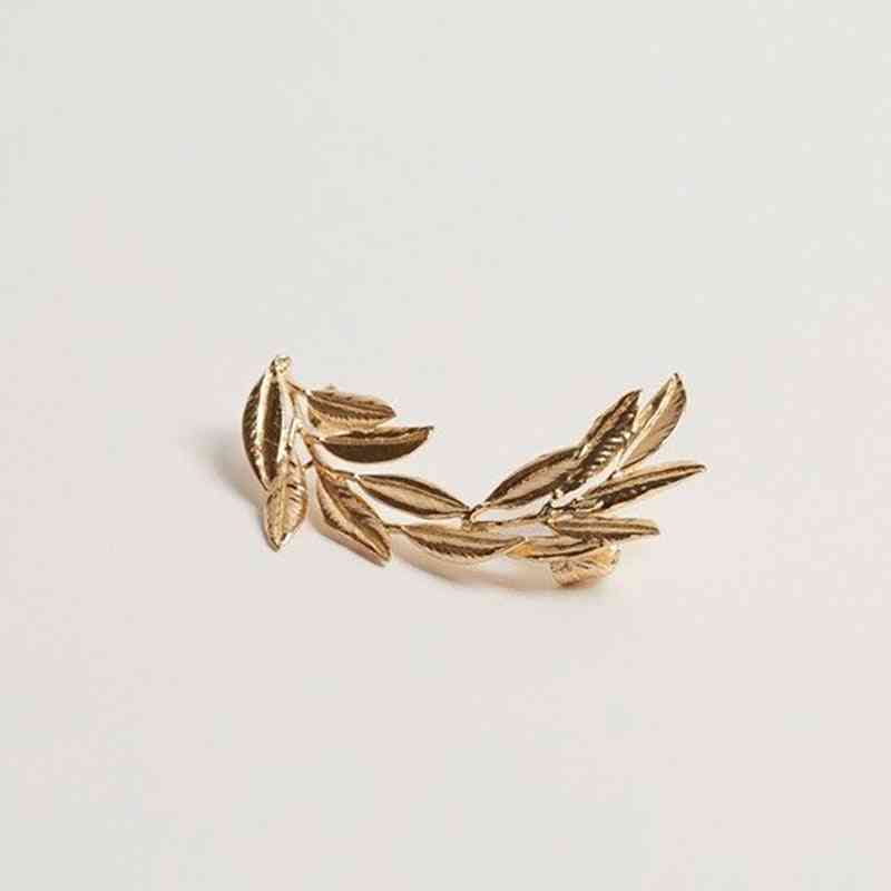 Delicate Texture Gold Leaf Ear Cuffs
