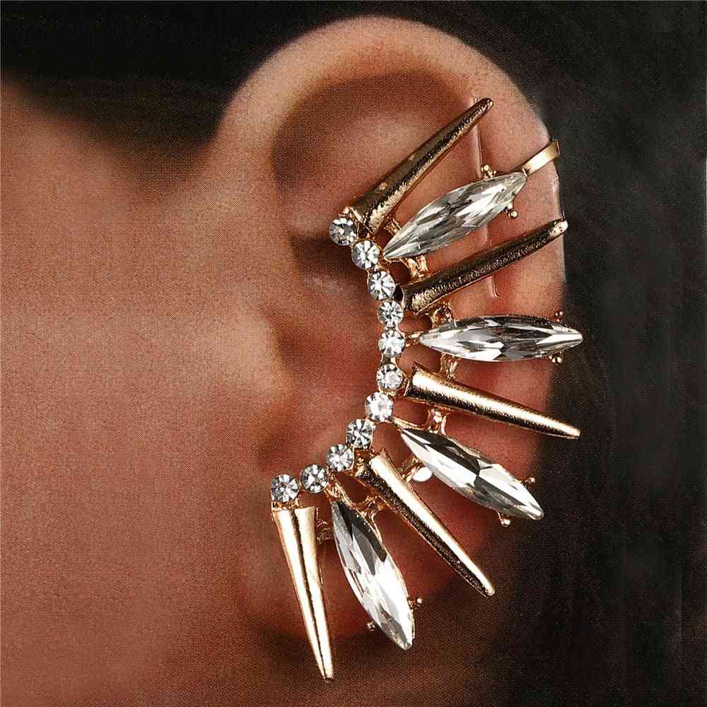 Rhinestones Alloy Ear Cuffs Gothic Party Jewelry Clip Earrings
