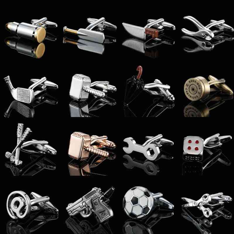 Fashion Men's French Shirt Cufflinks High Quality Copper Golf Pistol Bullet Shaped Cufflinks Clothing Accessories Wholesale