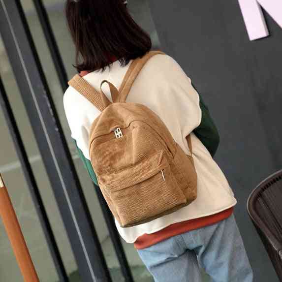 Corduroy Backpack Fashion Bags Female Mochila Bag