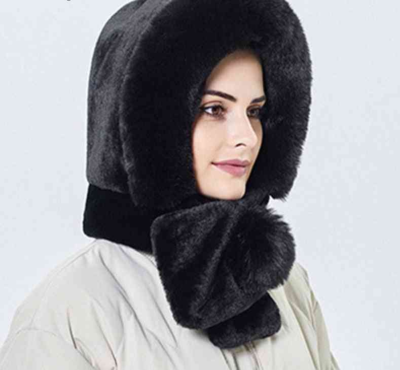Hooded Women's Earmuffs Caps, Cold Proof Ski Cap