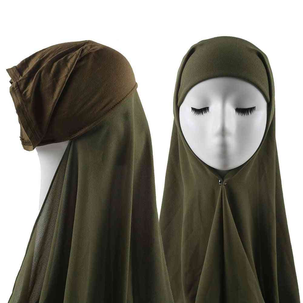 Muslim Women Bonnet + Chiffon Shawl Head Scarf