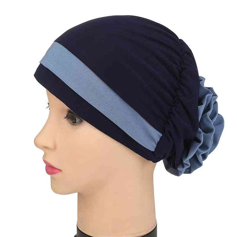 Stretch Hijab Caps Muslim Hat, Turban Women Hijab Bonnet Flower