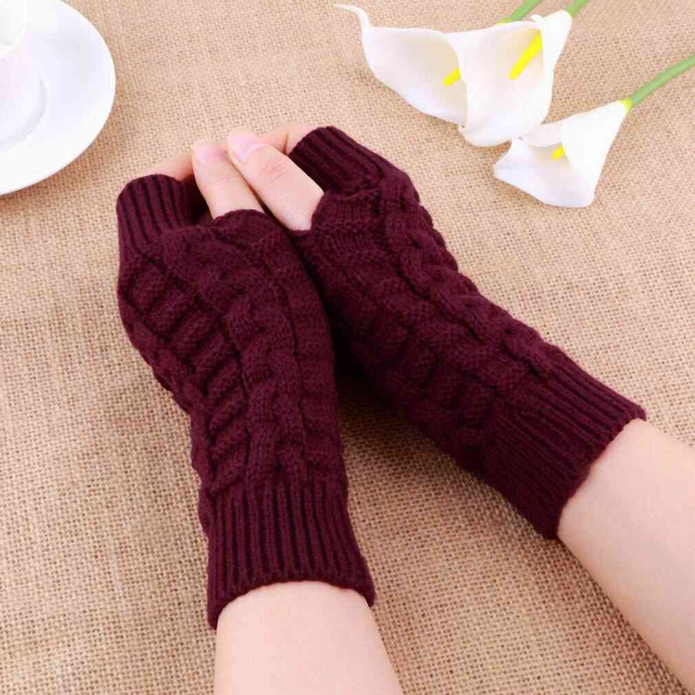 Warm Thickening Wool Knitted Flip Fingerless Glove