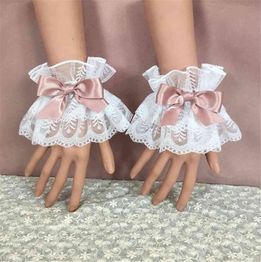 Multicolor Sweet Lolita Hand Wrist Cuffs Bowknot Lace