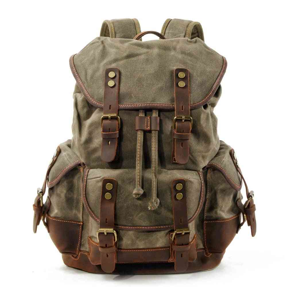 Vintage canvas ryggsäckar för män - laptop daypacks vattentät väska
