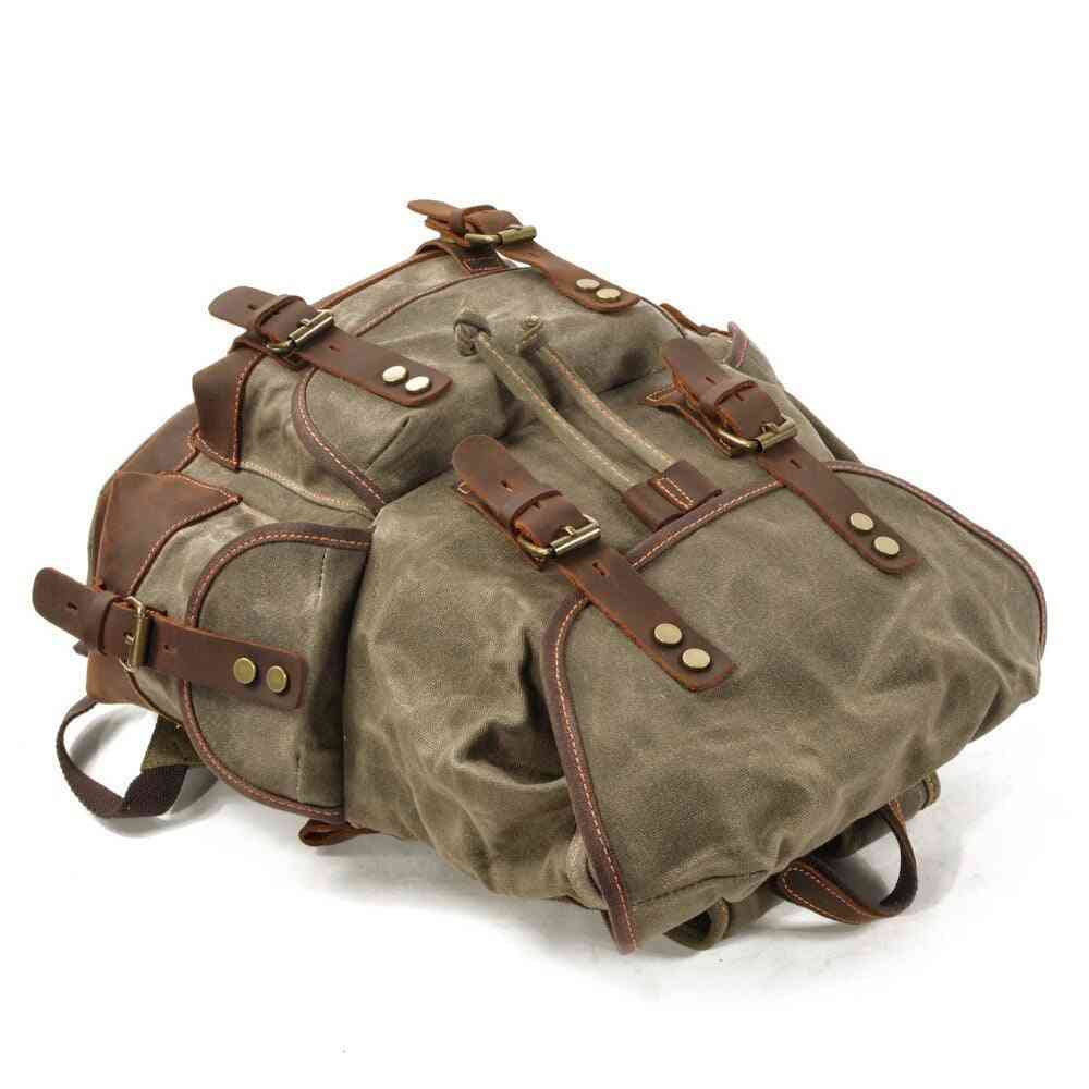 Vintage lærredsrygsække til mænd - laptop daypacks vandtæt taske