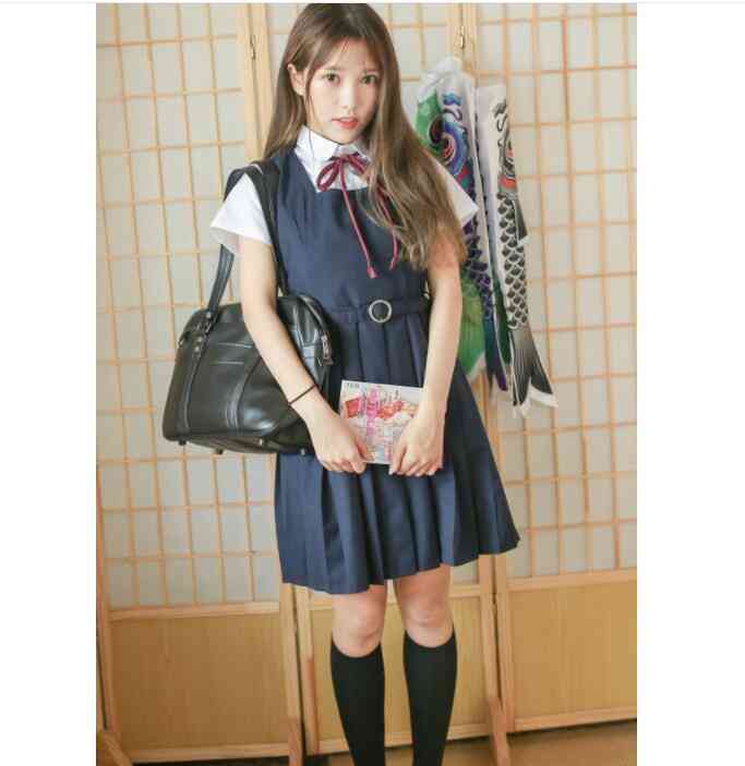 School Uniforms, Short Or Long Sleeve Shirt And Vest Dress For