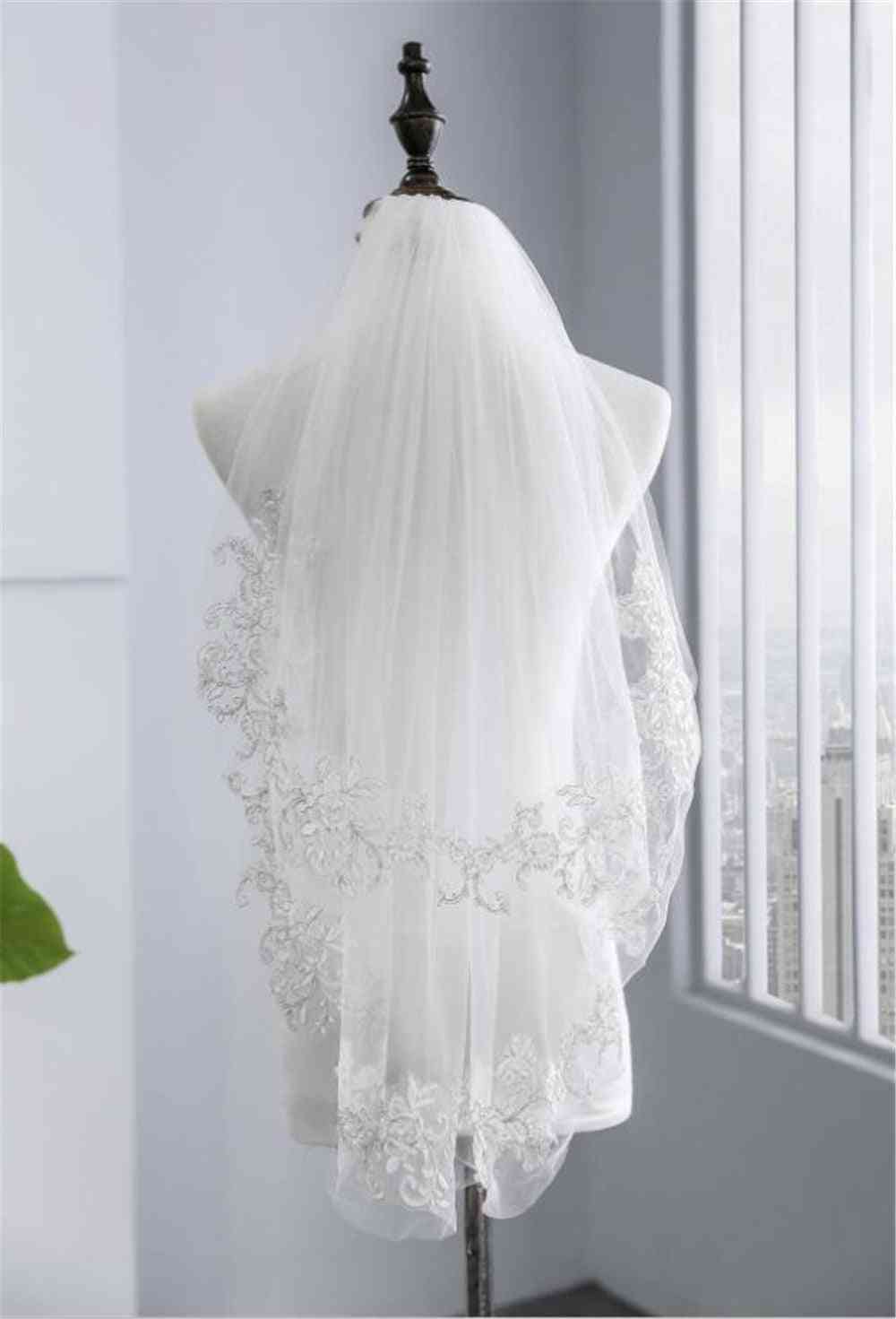 Two Layer Short Wedding Veils With Comb Soft Tulle Bridal Veilsaccessories