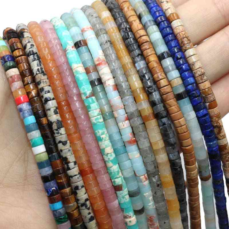 Turquoises Agates Jades Spacer Flat Round Natural Stone Loose Beads