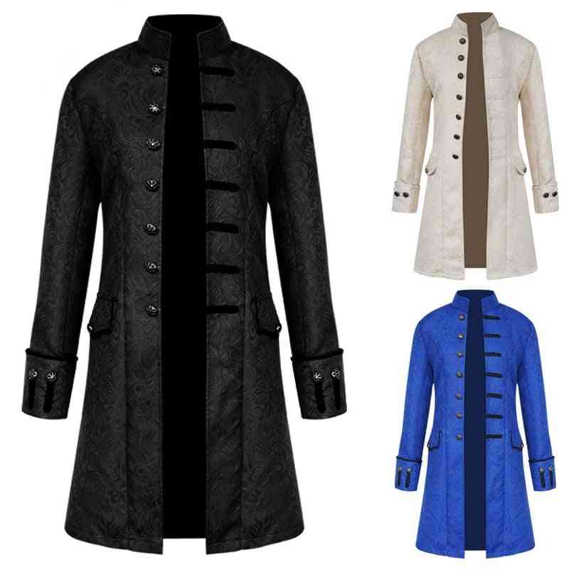 Men Victoria Edwardian Steampunk Trench Coat Frock Outwear