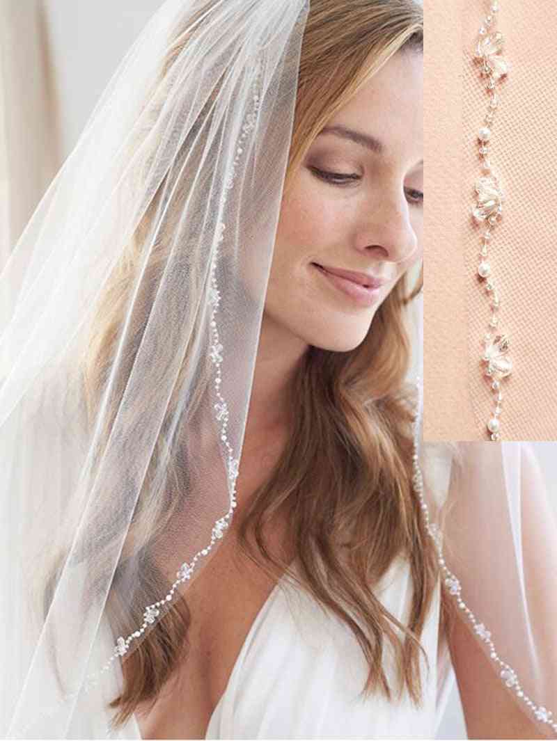 Wedding Veils Crystal Pearl Bridal Veil With Comb Bridal Accessories