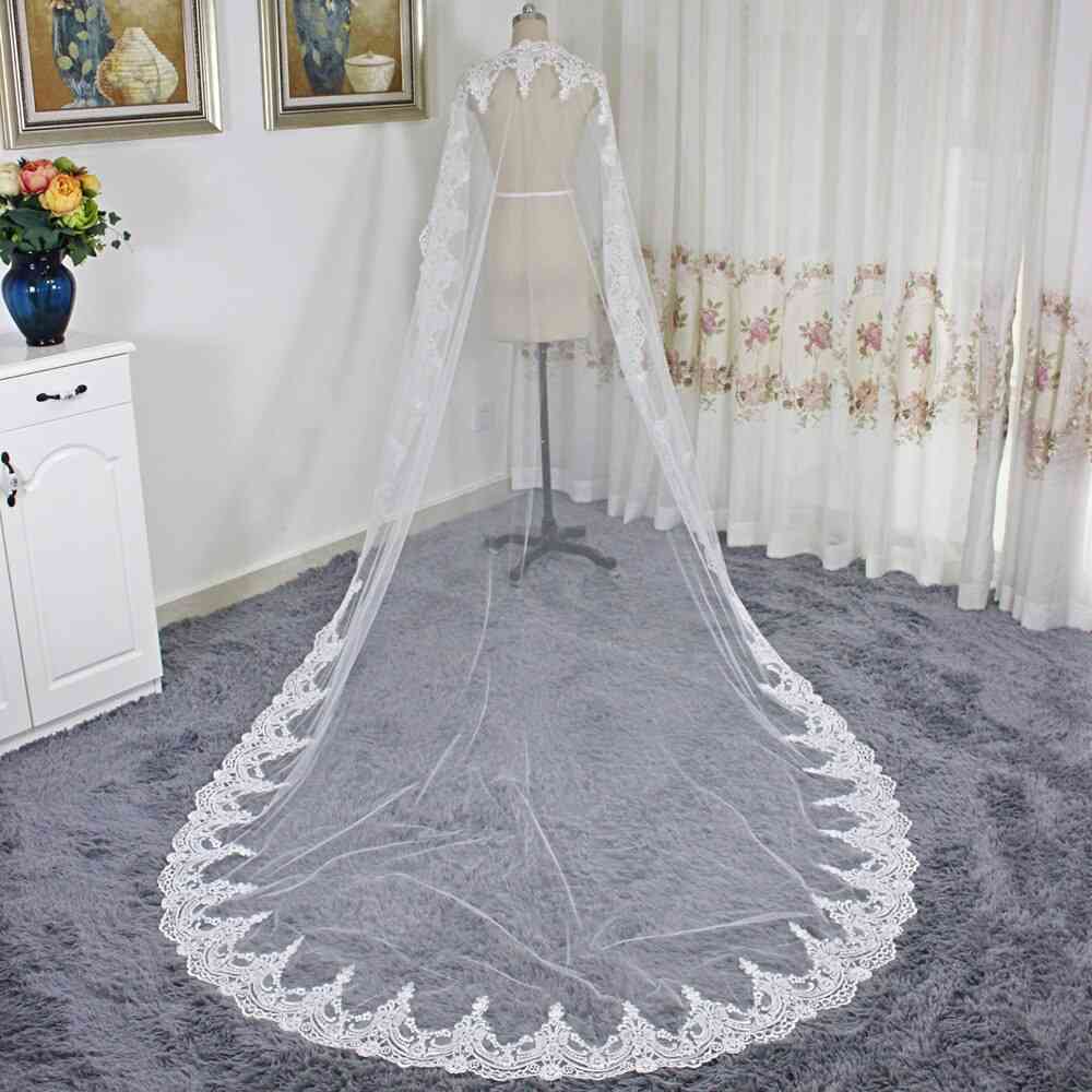 Lace Edge Bridal Head Veil With Comb Long Wedding Veil Accessories