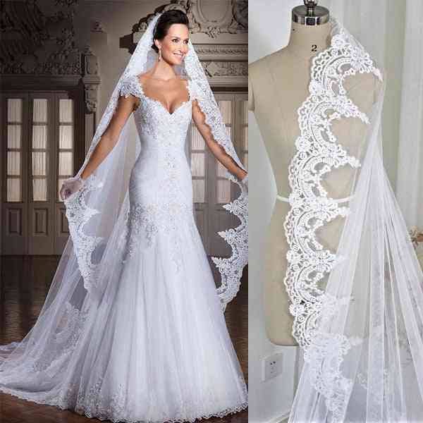 Lace Edge Bridal Head Veil With Comb Long Wedding Veil Accessories