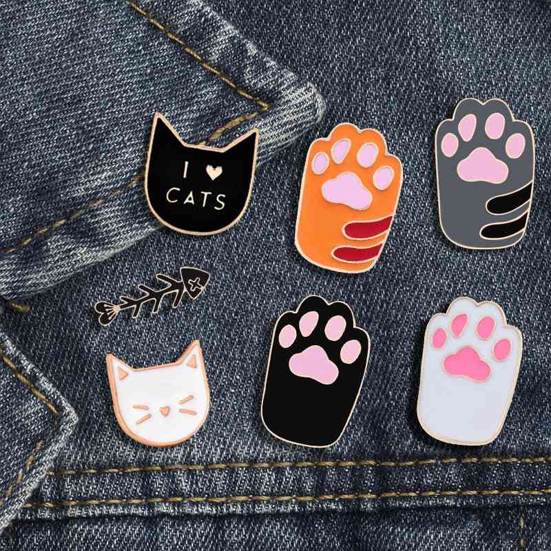 Søt tegneserie katt fotnåler, akryl merker brosje jakkeslag pin