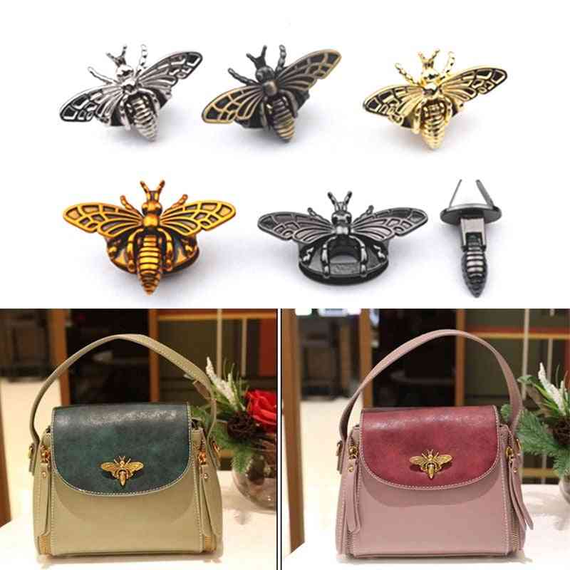 Metal Bee Shape Turn Lock, Retro Fashion Clasp Hardware For Craft Bag Handbag Accessories