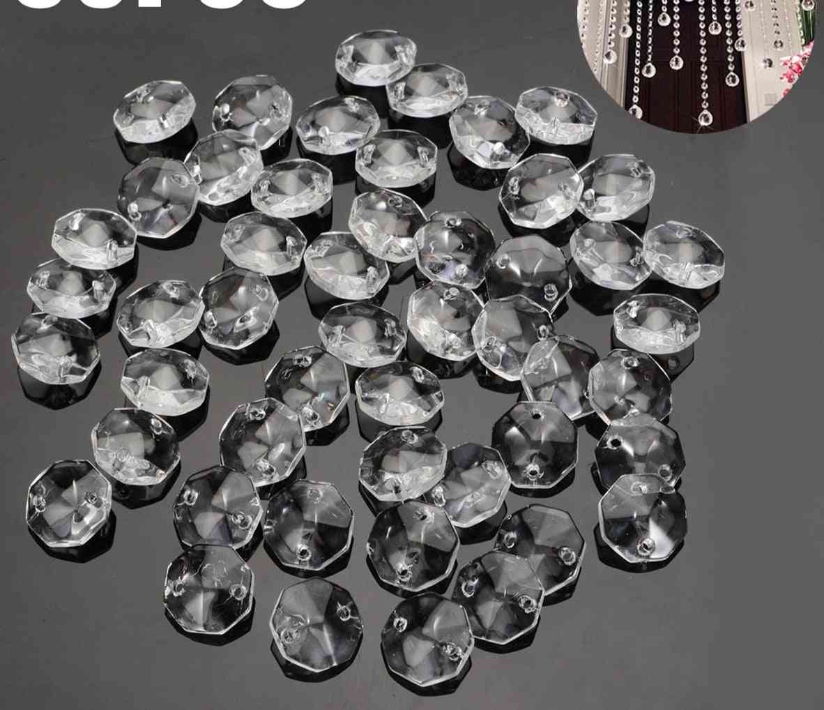 Chic Luster Crystal Glass Octagonal Beads Clear Chandelier Parts