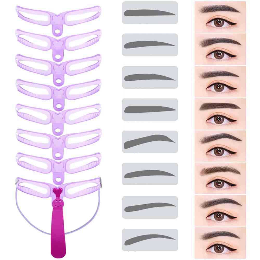 8pcs\lot Eyebrow Stencil Reusable Eyebrow Shaper Brow Stamp Template Eyebrows Shape Set Eye Brow Makeup Tools And Accessories