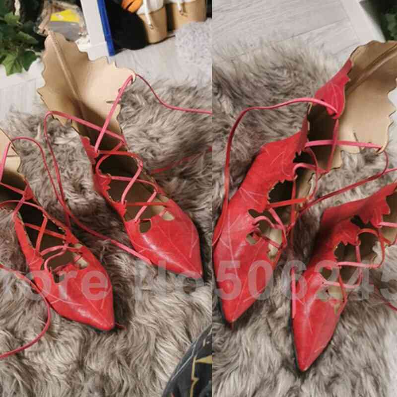 Gothic Medieval Retro Leaves Lace Up Shoes For Women