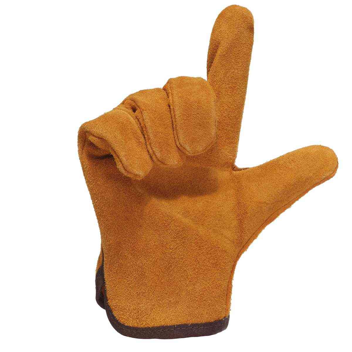Fireproof Leather Welder Gloves, Anti-heat Work Safety Gloves