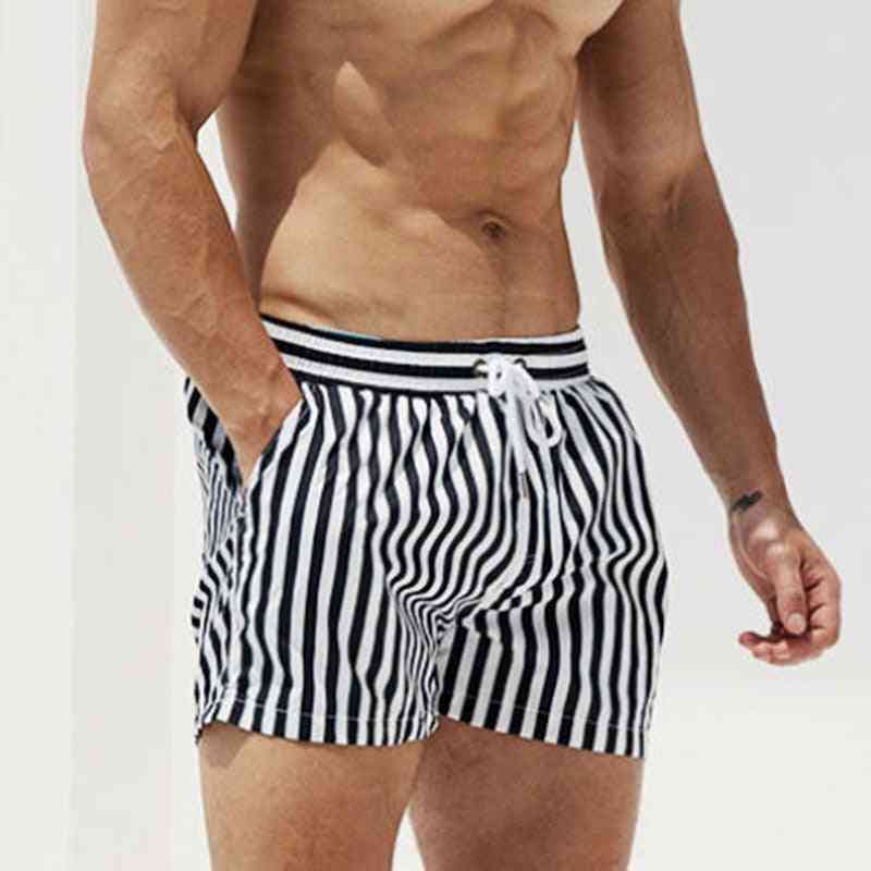 Swim Shorts Beach Swimsuit, Waterproof Striped Swimming Trunks