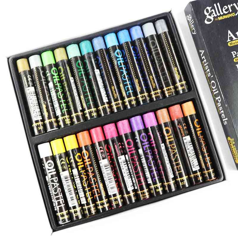 Fluorescent Soft Oil Pastel Dry Metallic Crayons For Drawing