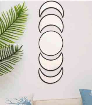 Wooden Decorative- Wall Moon Phase, Mirror Stickers Set