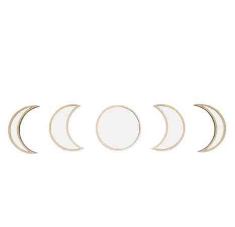 Wooden Decorative- Wall Moon Phase, Mirror Stickers Set