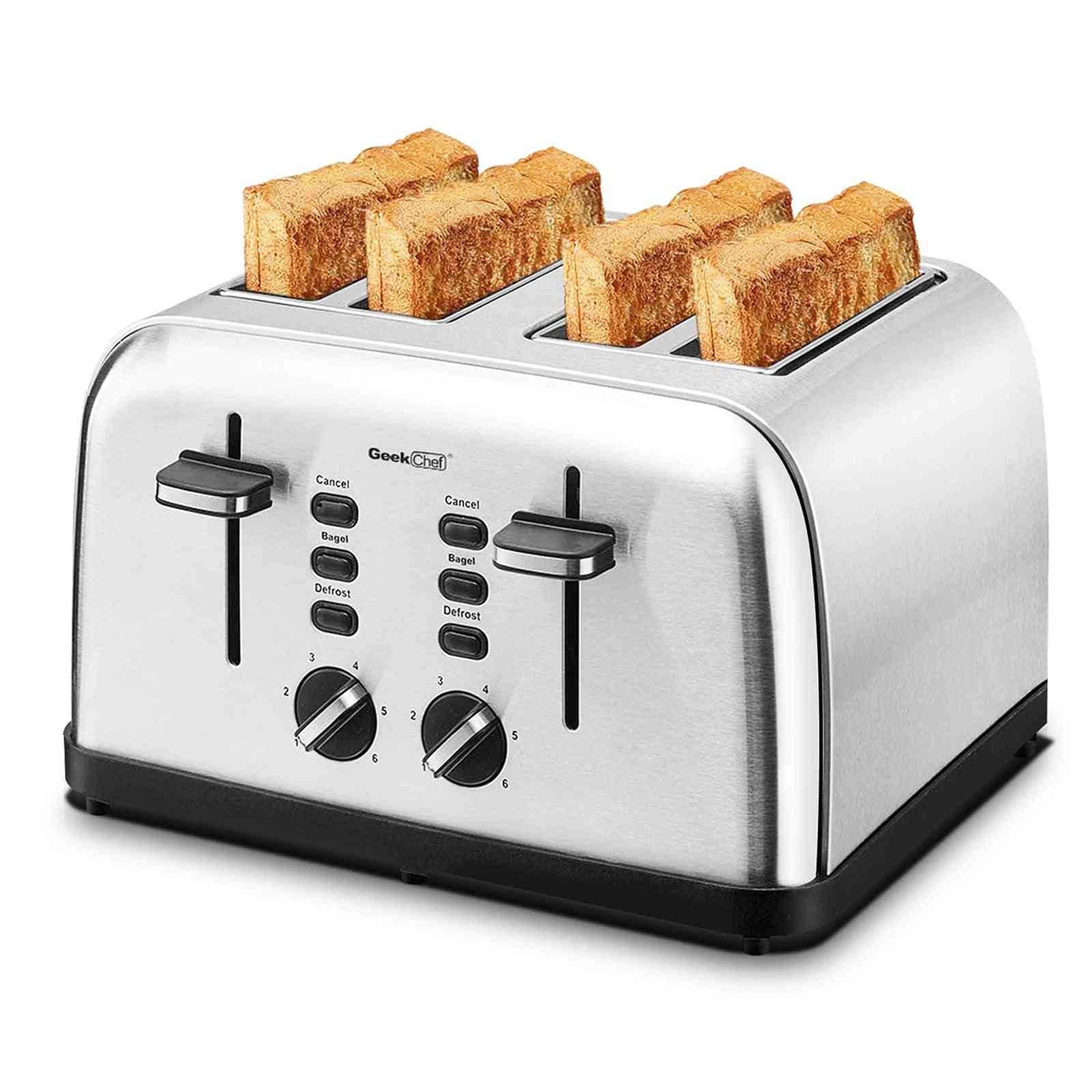 Stainless Steel Extra-wide Geek Chef 4 Slice Toaster